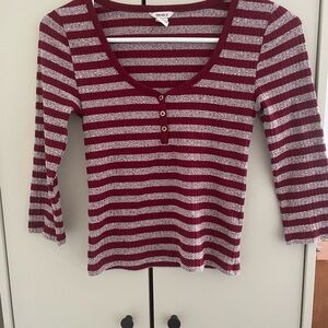 Striped Burgundy and Gray Women's Top